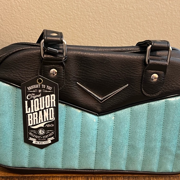 Liquor Brand Bonneville Bowler Purse with Chevron Logo - Picture 2 of 3